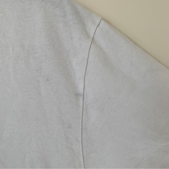 A.P.C. Men’s White T shirt with Navy Velvet Lettering Sz M - Picture 3 of 4